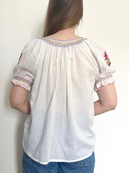 70s Matyo embroidered floral blouse, Size L-XL