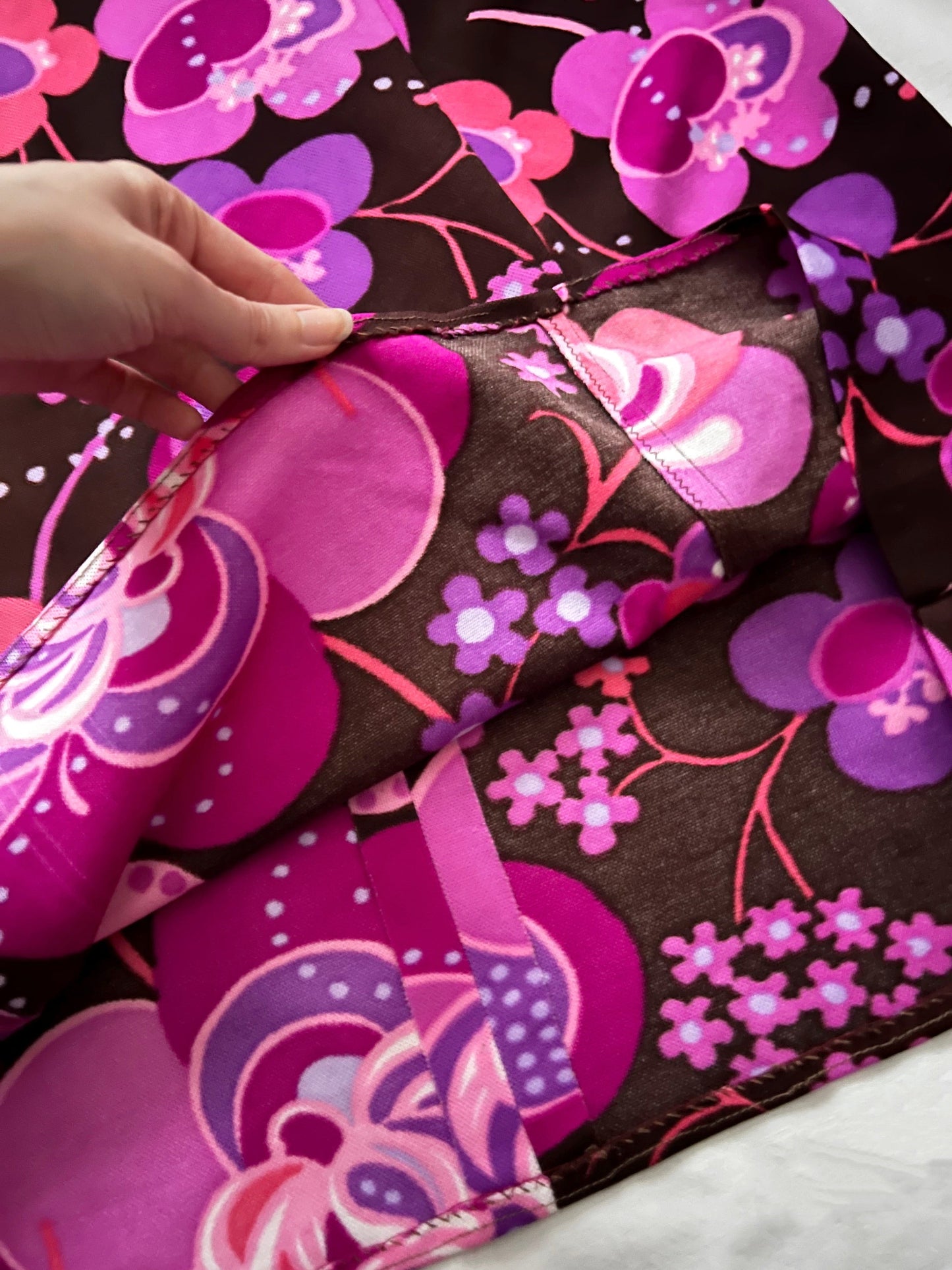 60s flower pattern dress, Size M