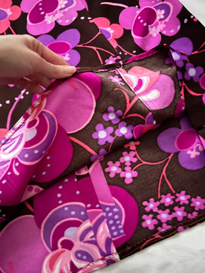 60s flower pattern dress, Size M