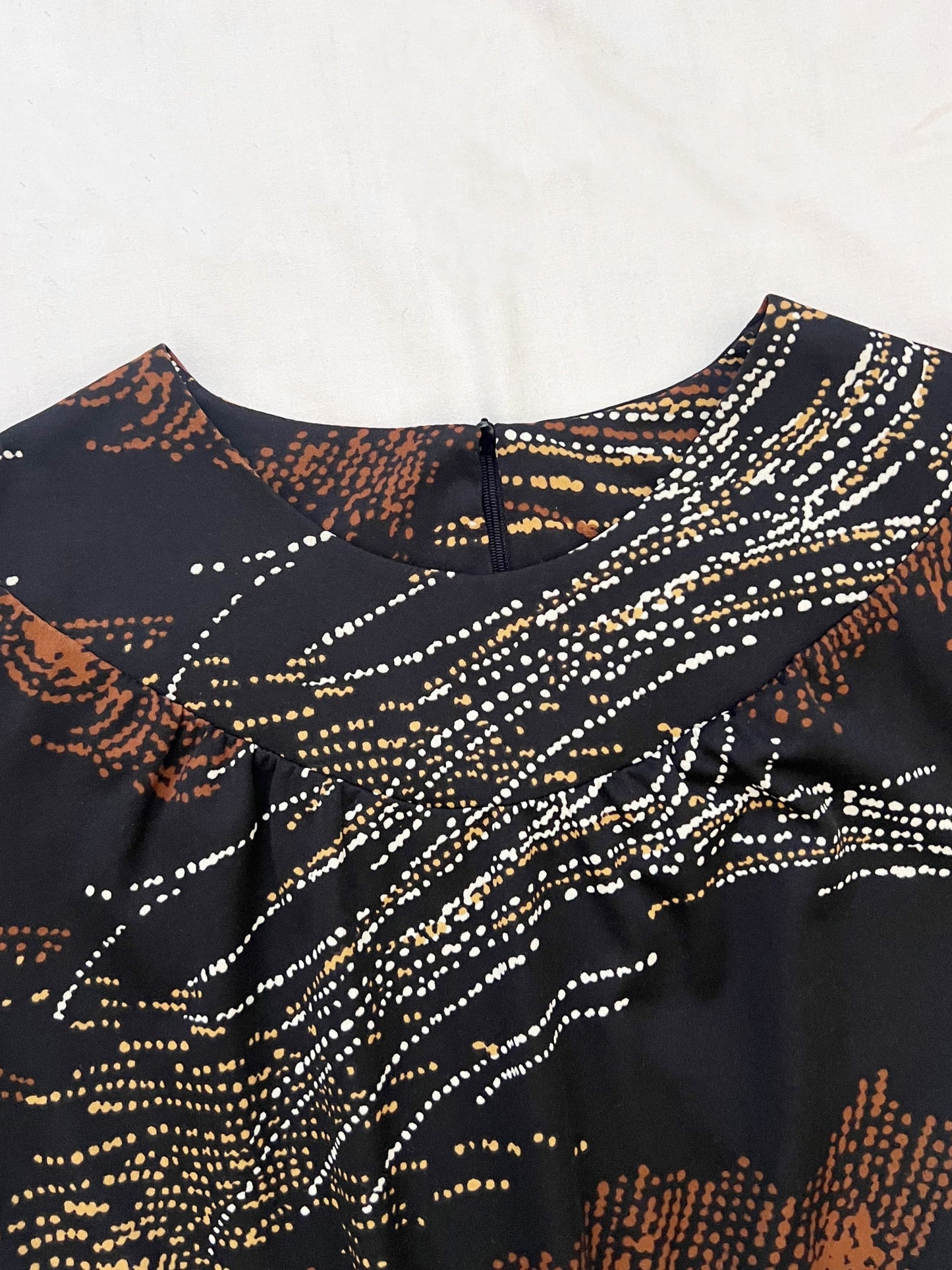 70s dark flared sleeves dress, Size S