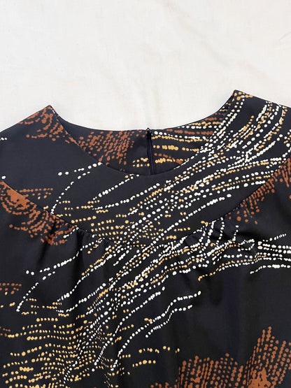 70s dark flared sleeves dress, Size S