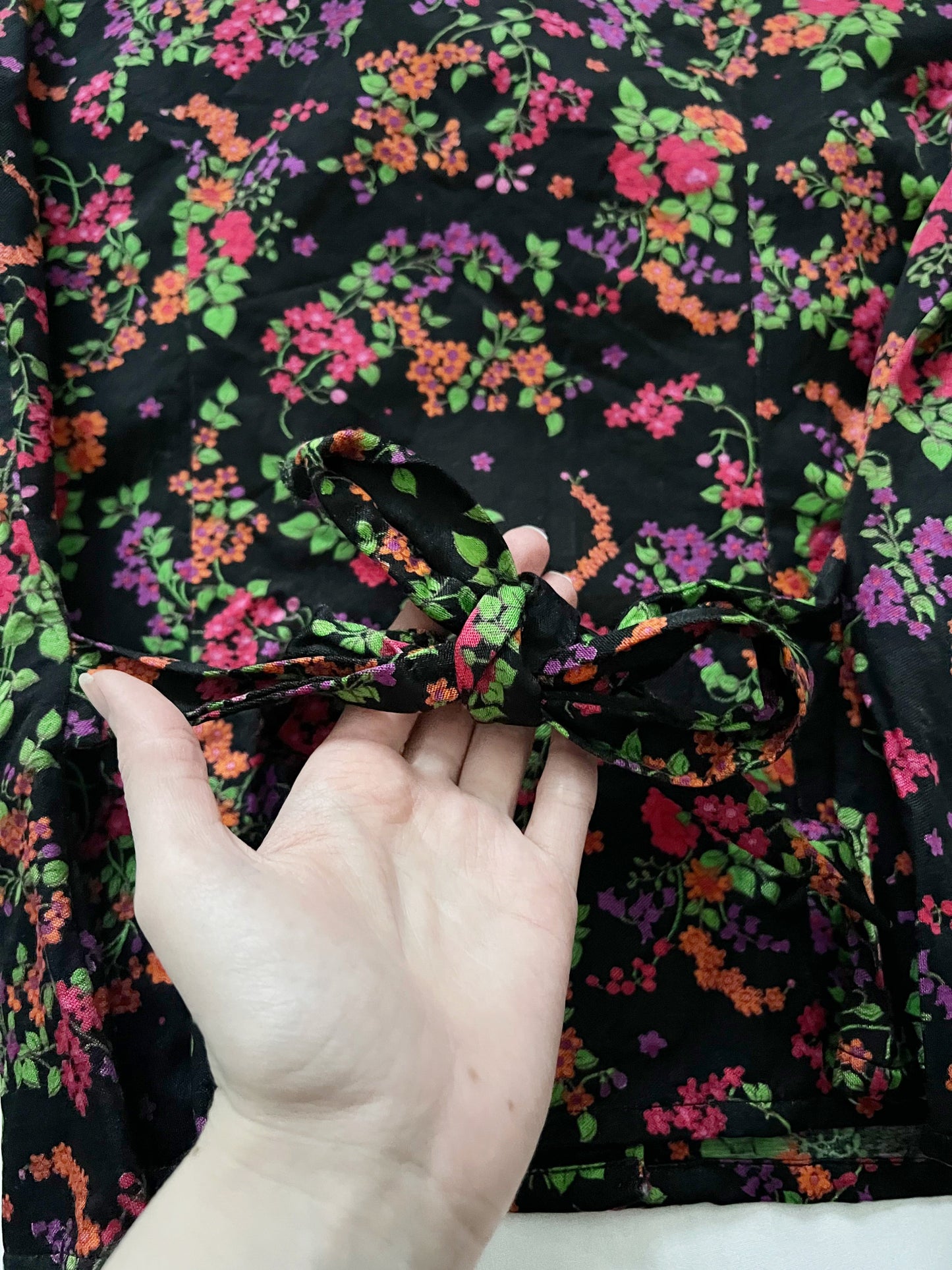 70s pointed collar floral bluse, Size XS-S