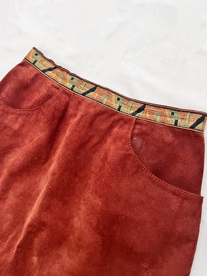 70s suede fringe skirt, Size S