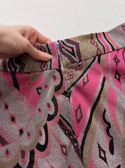 70s pink glittery maxi skirt, Size S