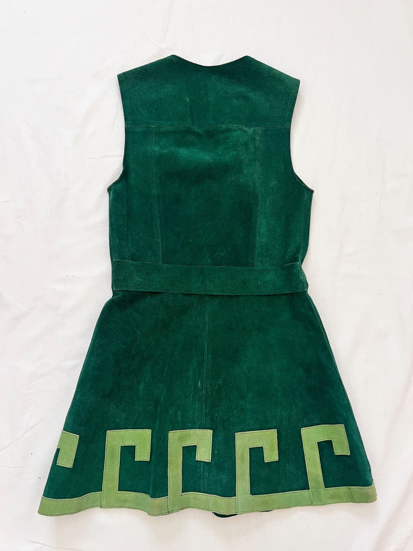 60s green suede dress, Size XS