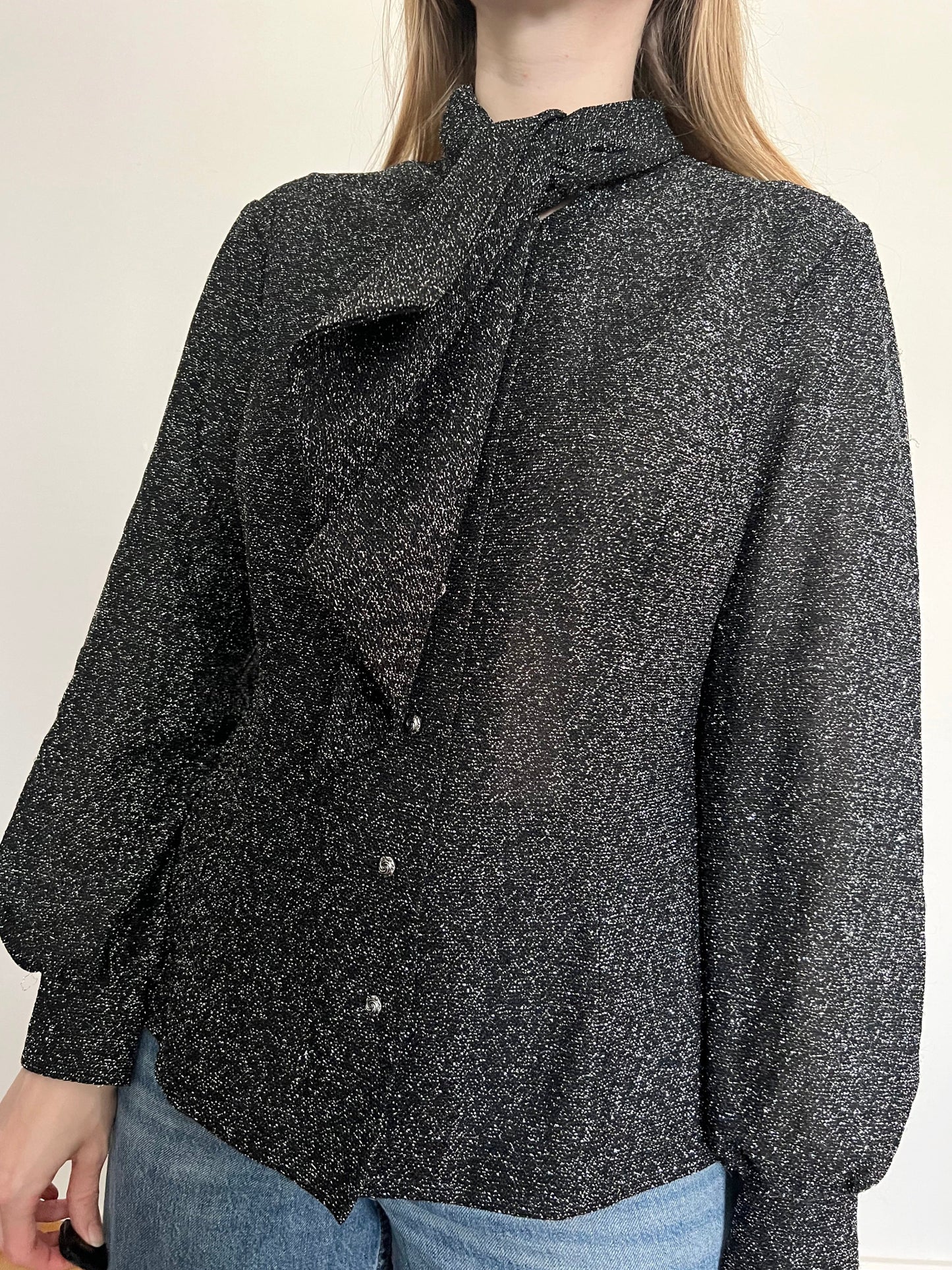 70s glittery blouse, Size L
