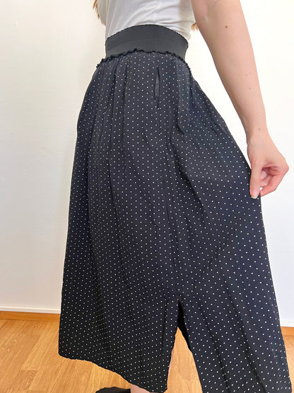 70s black and white polka dot skirt, Size S