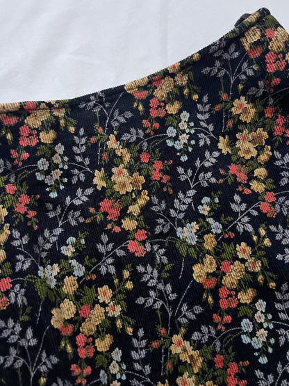 70s corduroy flower skirt, Size S