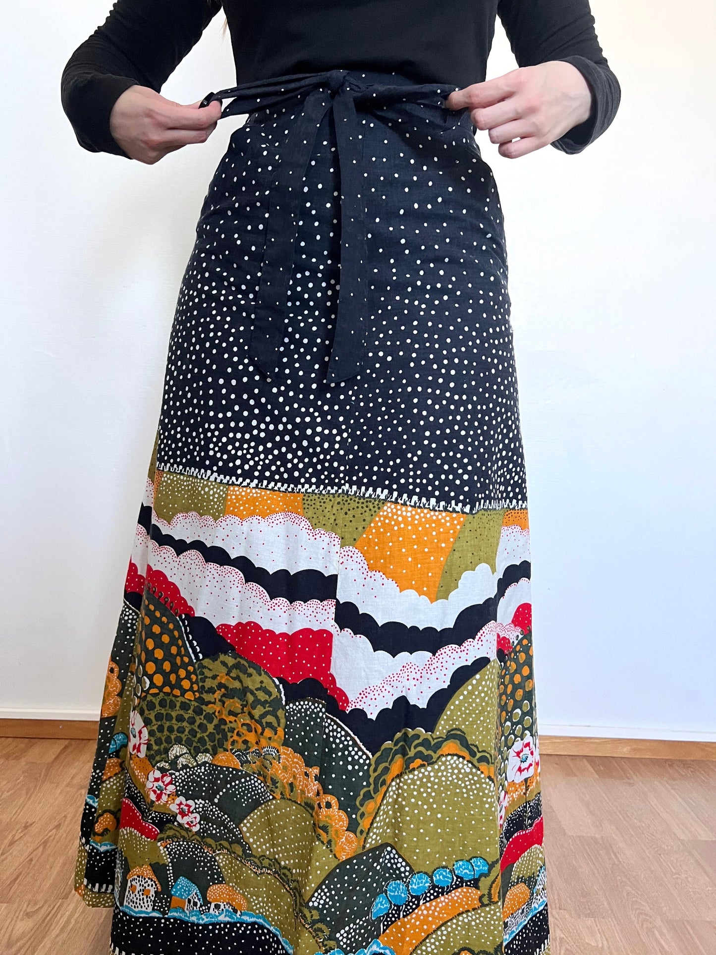 70s landscape maxi skirt, Size XS-S