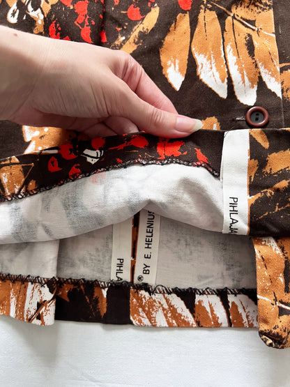 Cotton brown leaf pocket dress, Size L