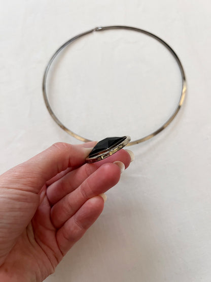 70s black stone choker necklace