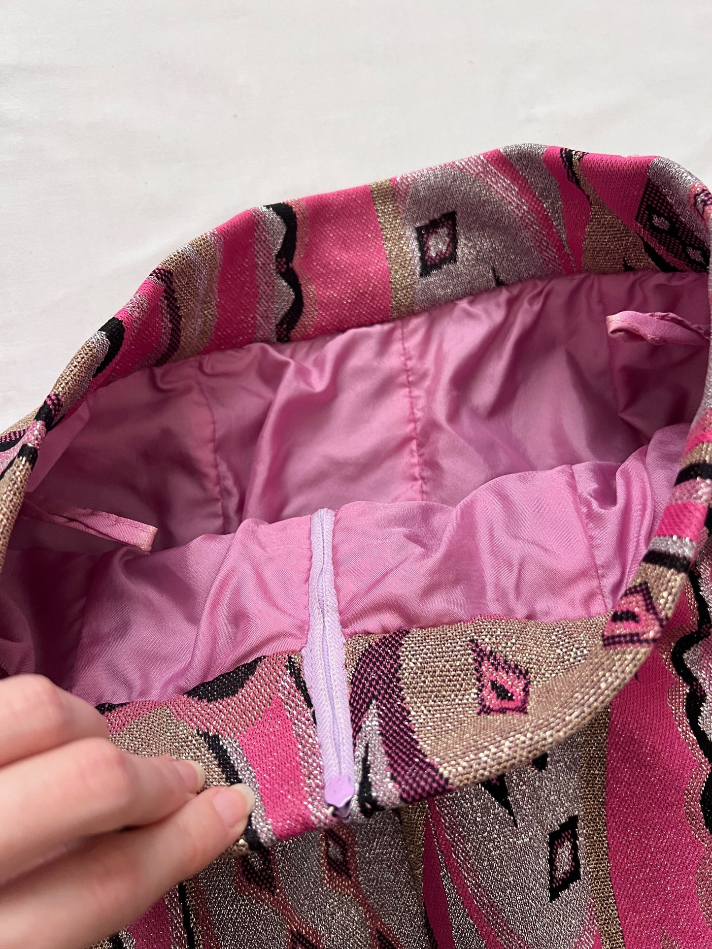 70s pink glittery maxi skirt, Size S