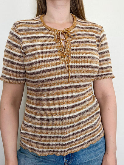 Knitted striped t-shirt, Size M-XL