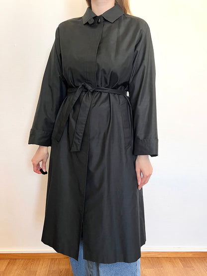 70s black trench coat, Size M