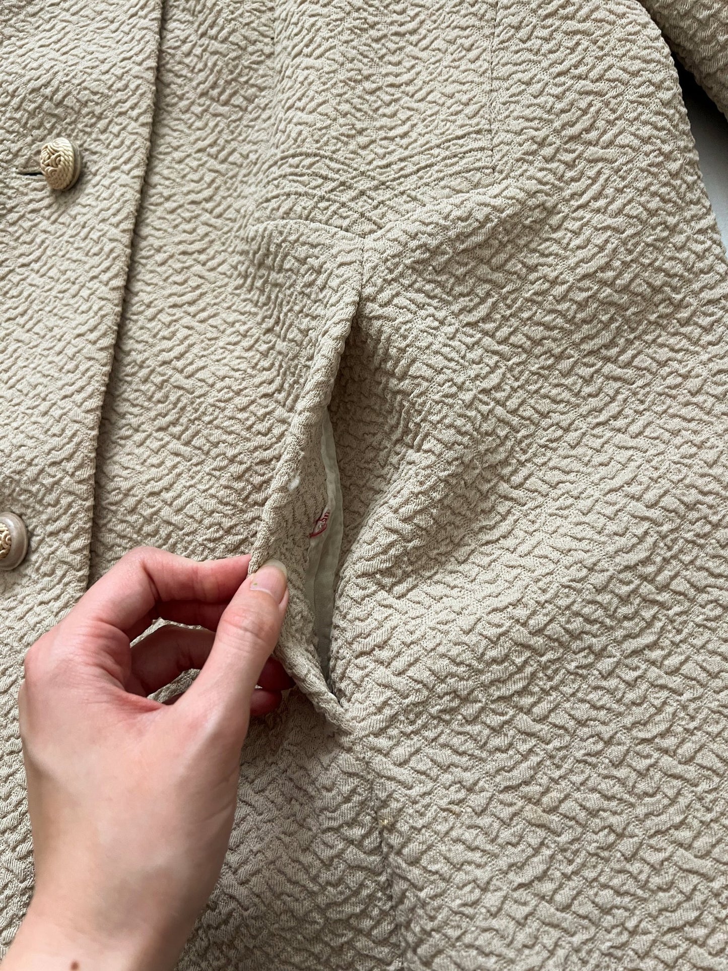 Crimplene beige jacket, Size M