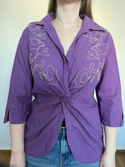 Purple embroidery top, Size L