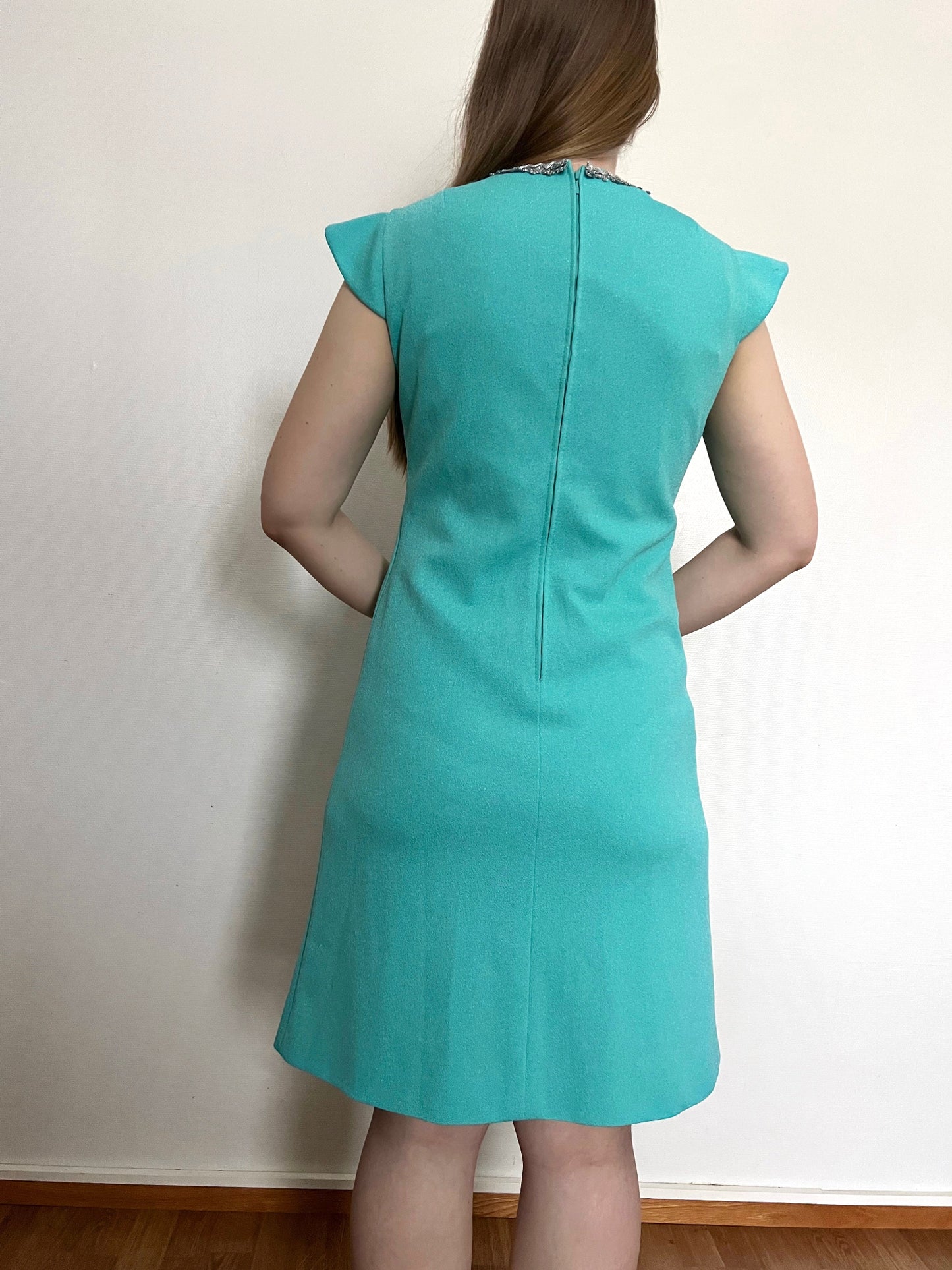 70s turquoise and silver dress, Size S