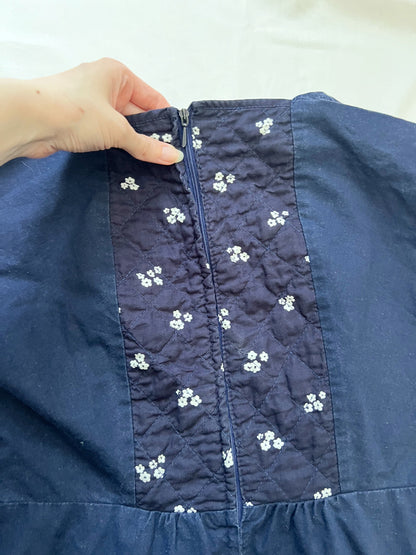 70s cotton dark blue maxi dress, Size S