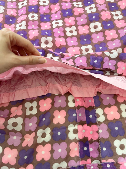 70s pink and purple flower power dress, Size S