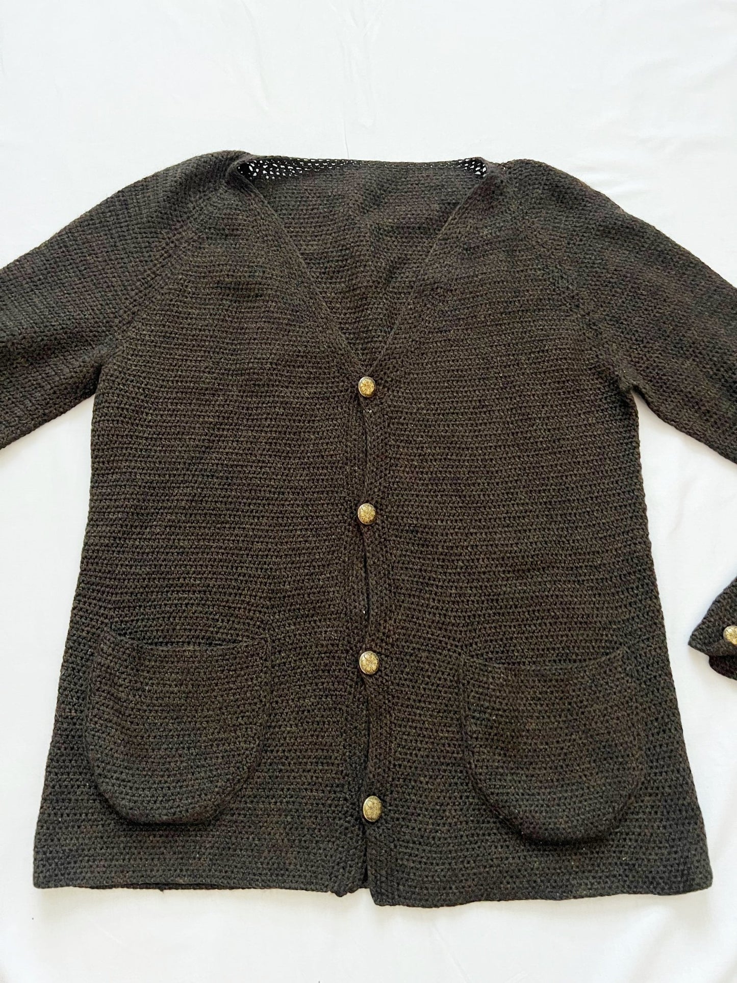 Brown crochet cardigan, Size L-XL