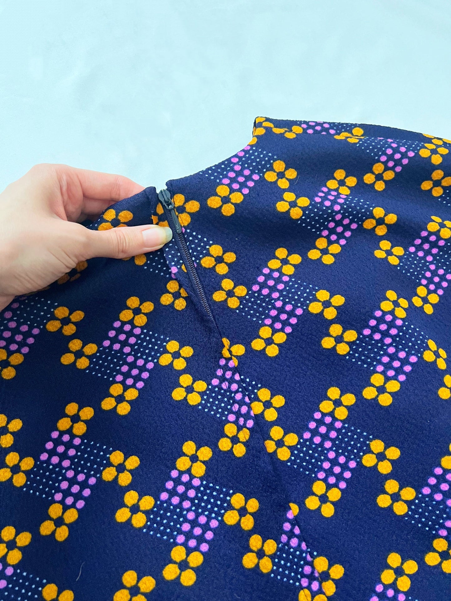 60s purple geometric dress, Size S-M