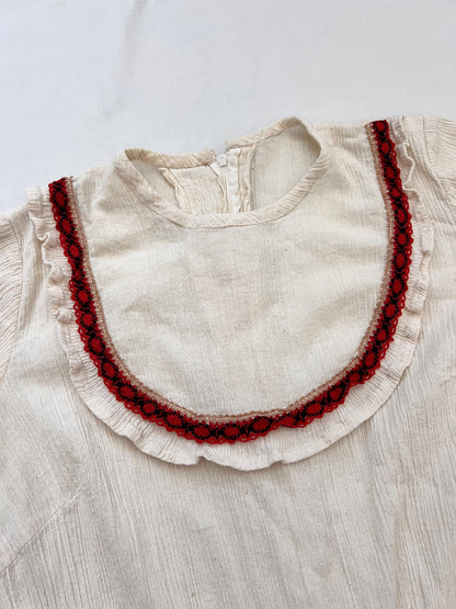 70s cream crinkled dress, Size S