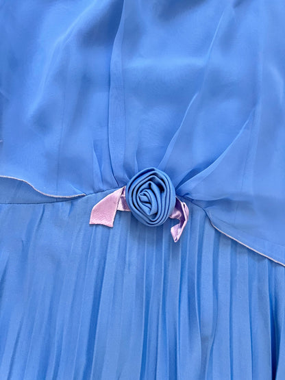 70s blue cape dress, Size L