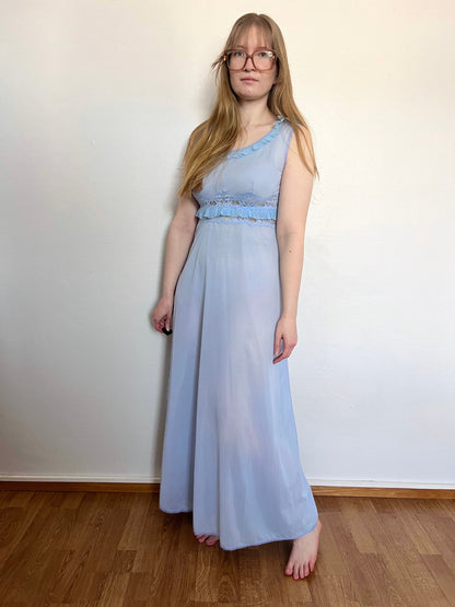 60s light blue long nightgown, Size XS