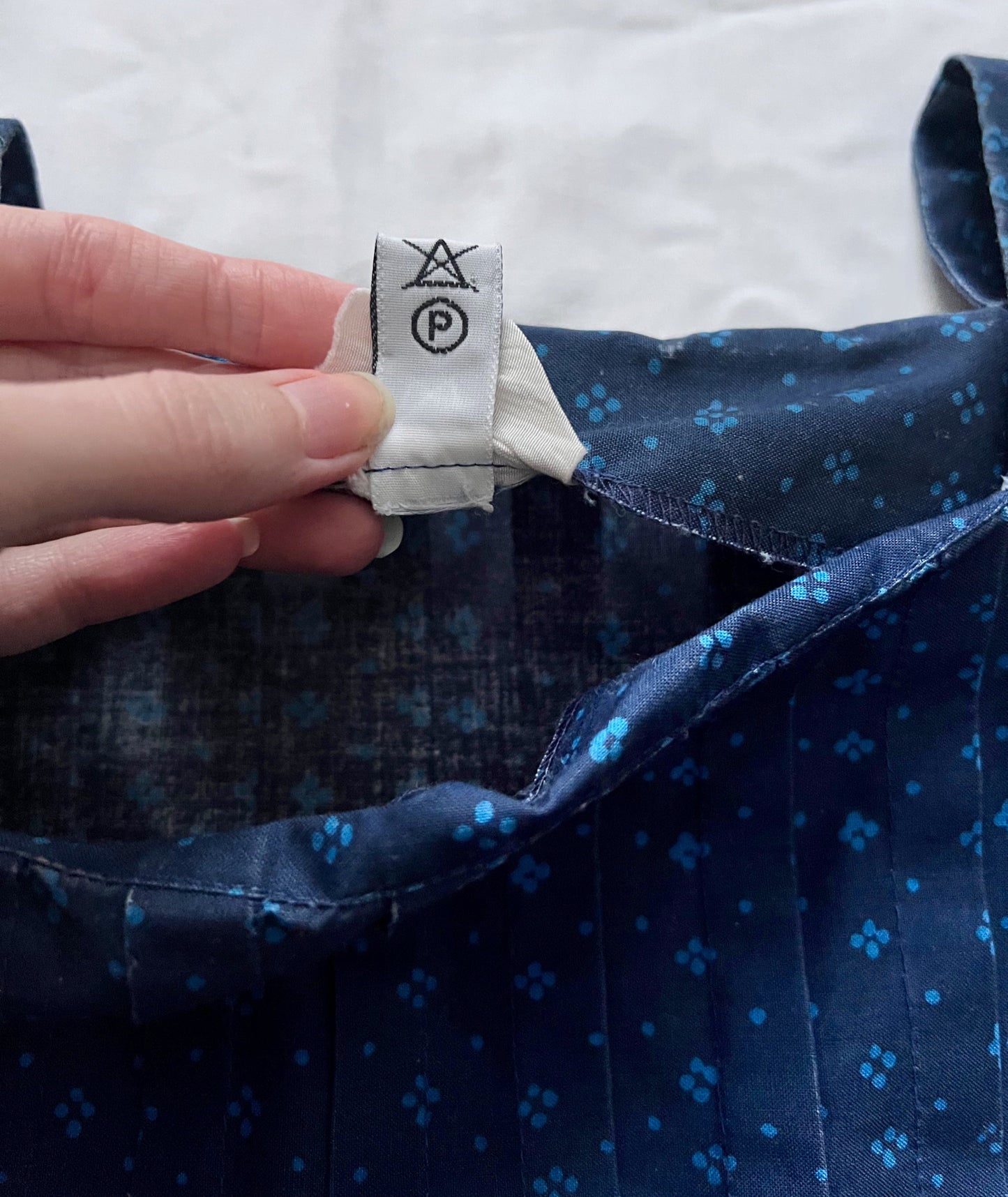 Vintage 70s blue Marimekko Mila 100% cotton dress, Size M