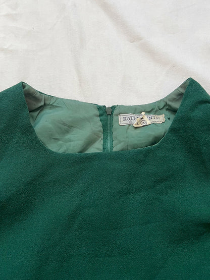 70s green flared sleeves dress, Size S