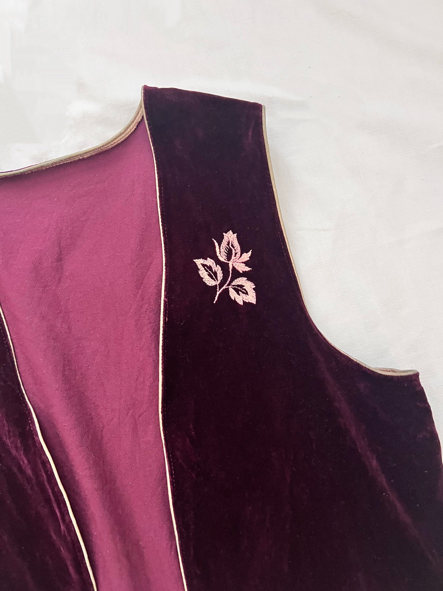 70s purple velvet vest and skirt set, Size S