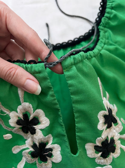 70s green and floral blouse, Size M