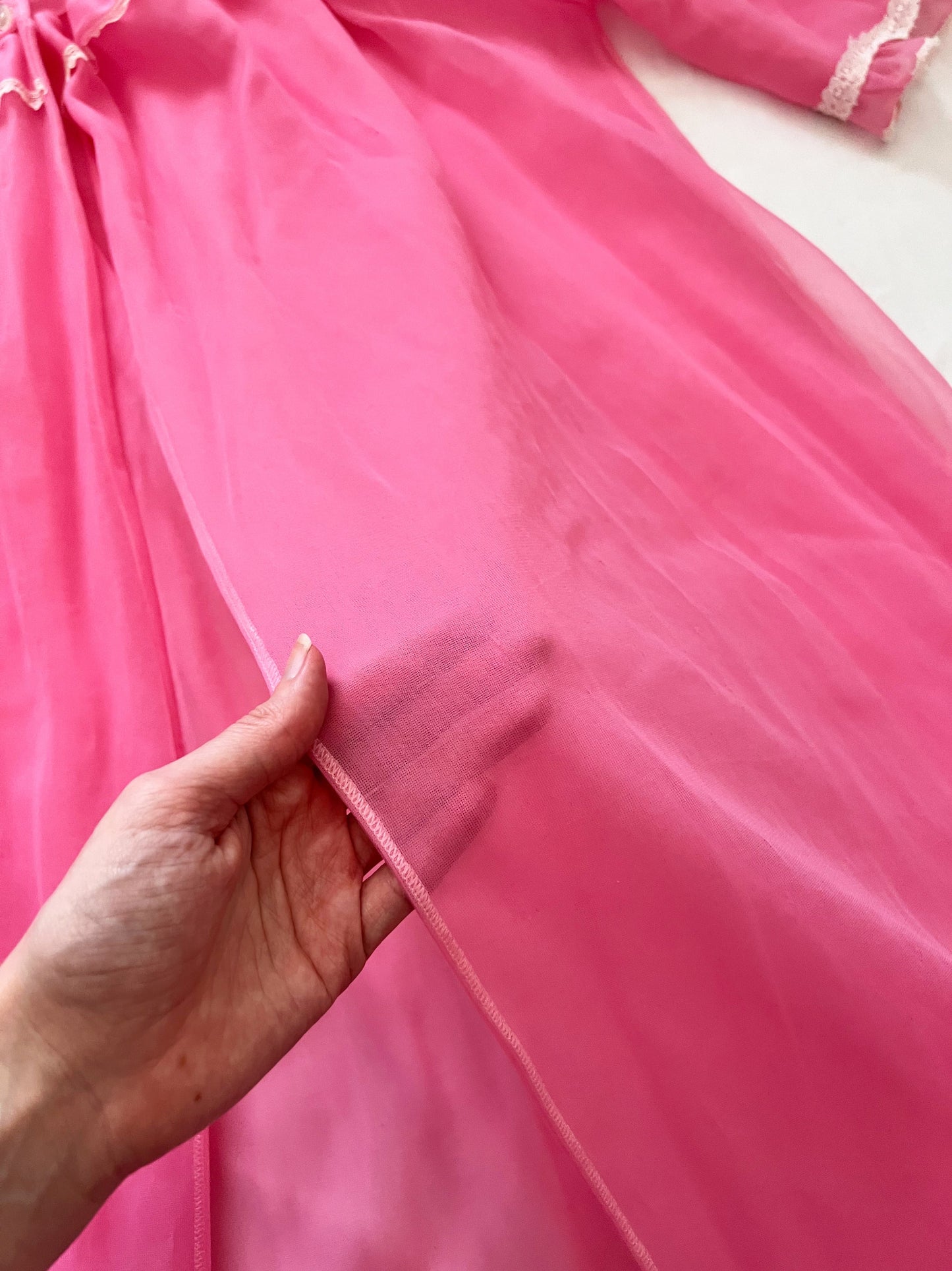 60s romantic pink peignoir set, Size L