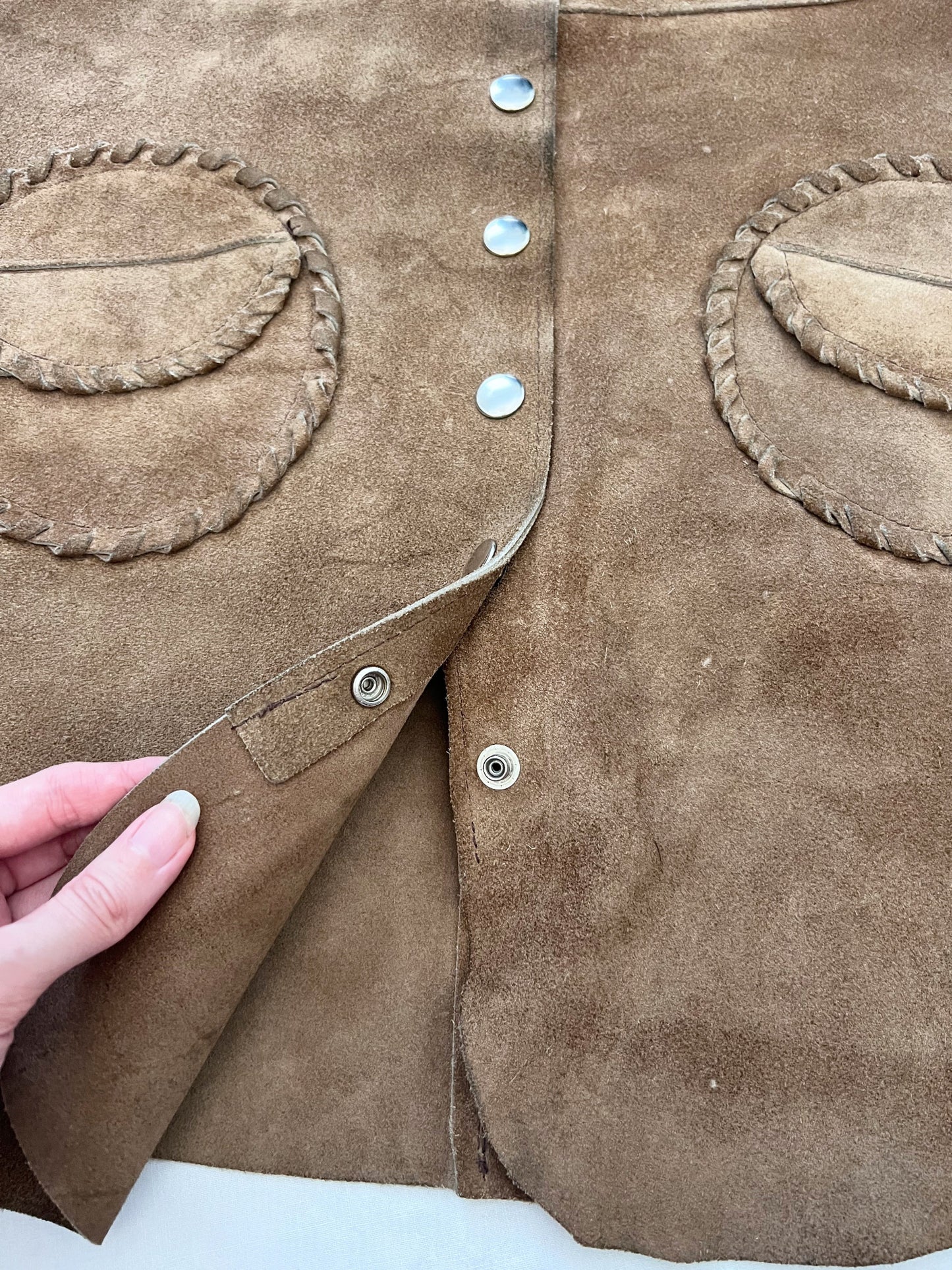 60s suede skirt with pockets, Size S-M