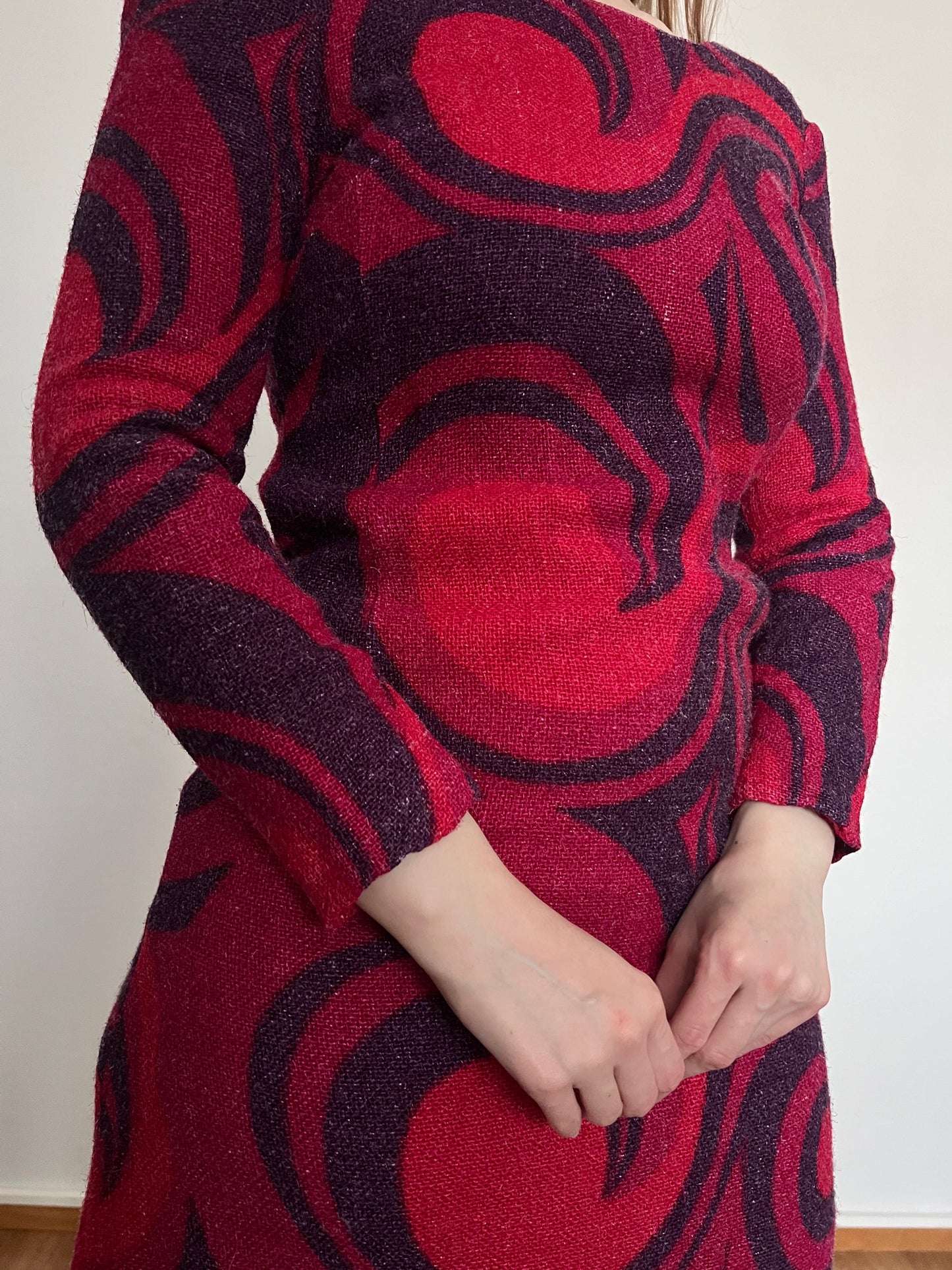 60s/70s swirl pattern mini dress, Size XS-S