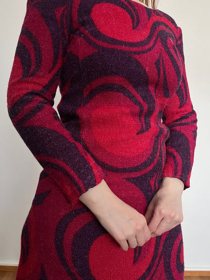 60s/70s swirl pattern mini dress, Size XS-S
