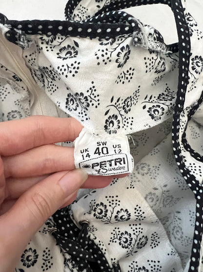 70s cotton black and white sundress, Size S
