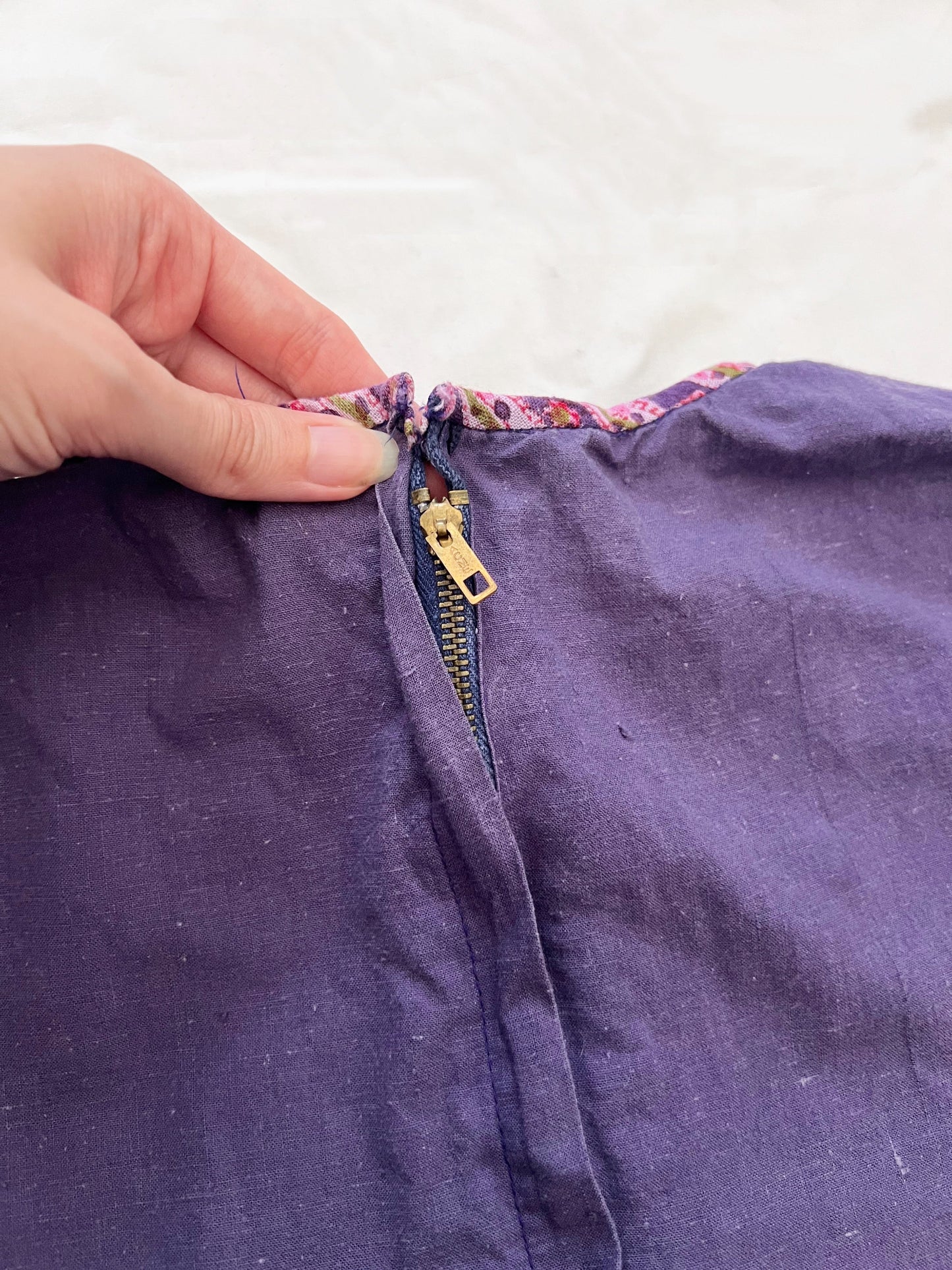 70s purple cotton dress, Size S