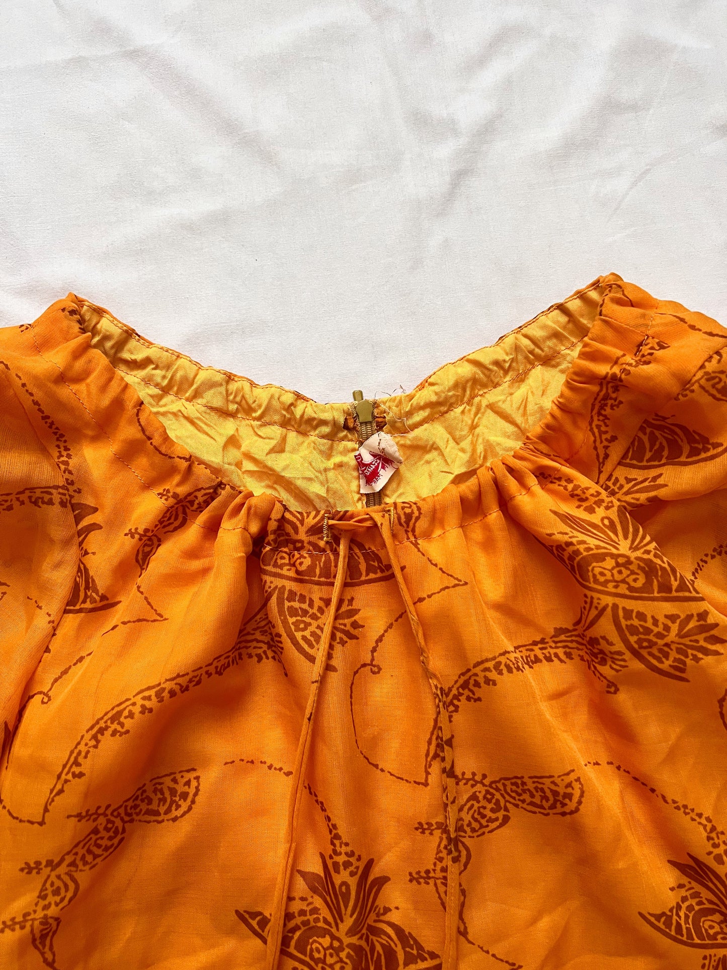 70s orange bell sleeves dress, Size XS