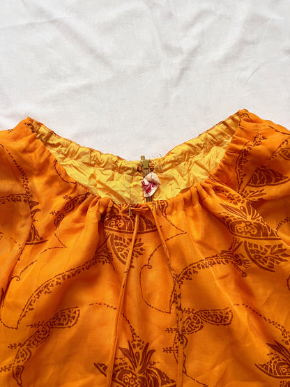 70s orange bell sleeves dress, Size XS