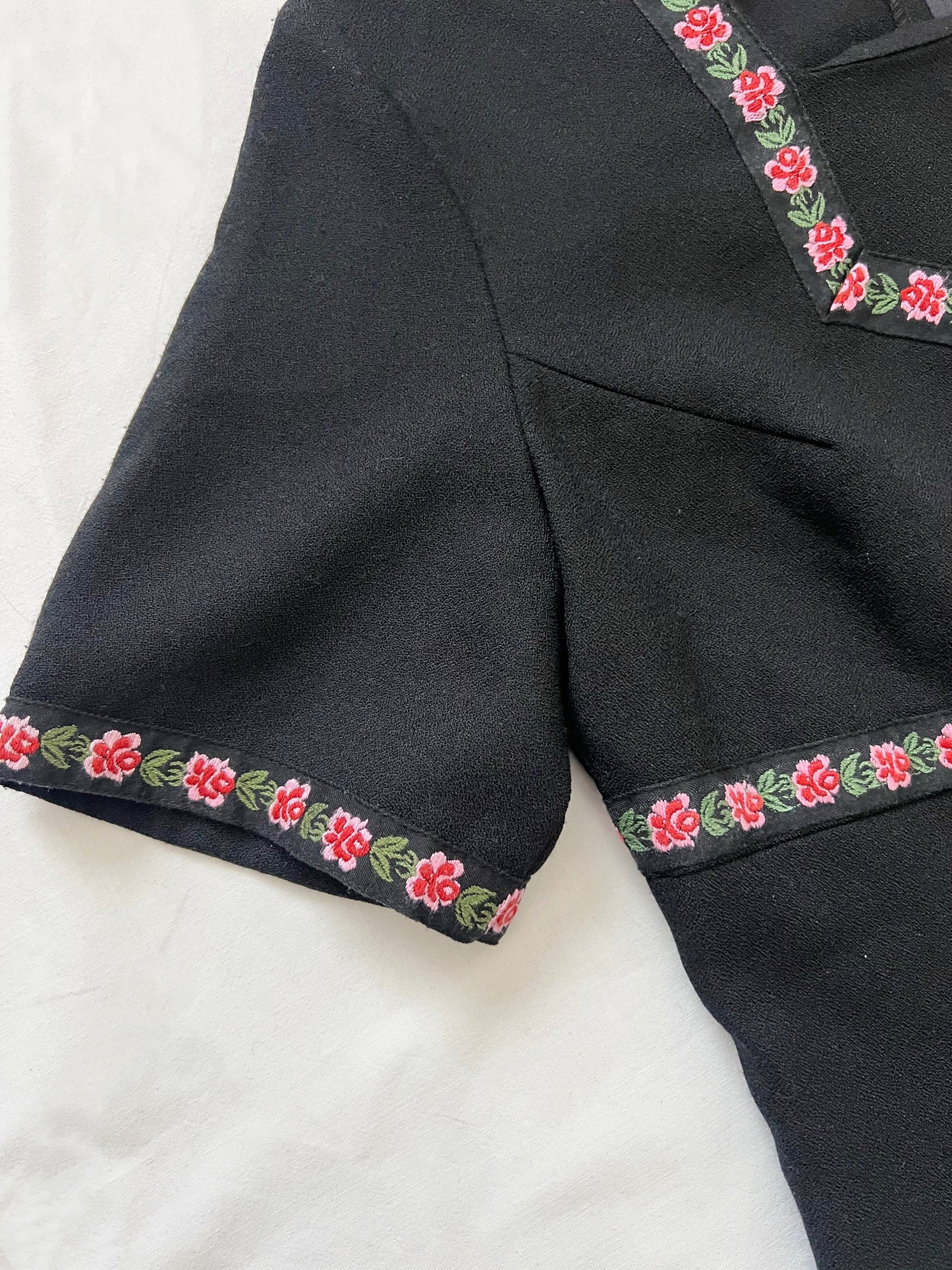 Black dress with rose embroidery, Size S