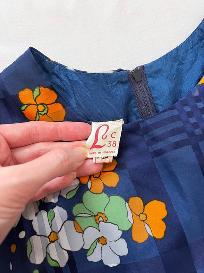 70s blue flared sleeves mini dress, Size XS-S