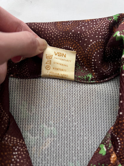 60s/70s brown flared skirt dress, Size S-M