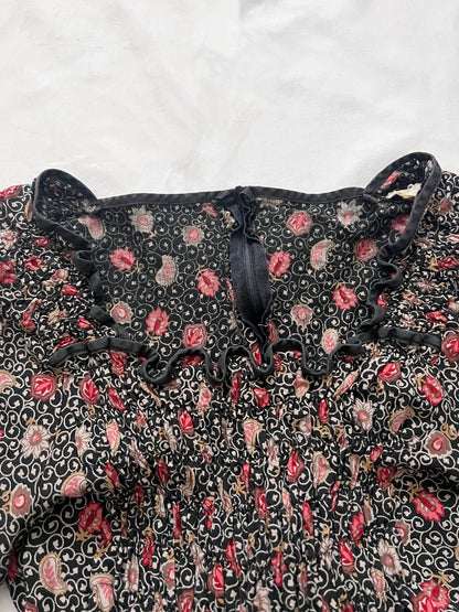 70s bohemian print dress, Size XS-S