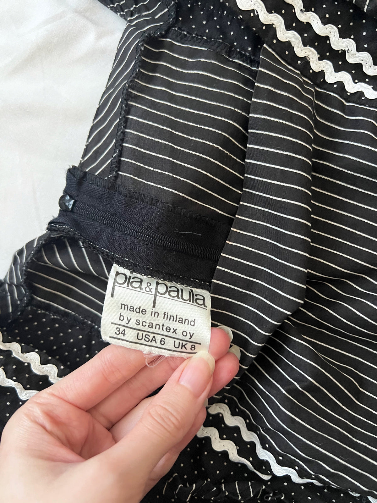 70s cotton black and white maxi dress, Size XS