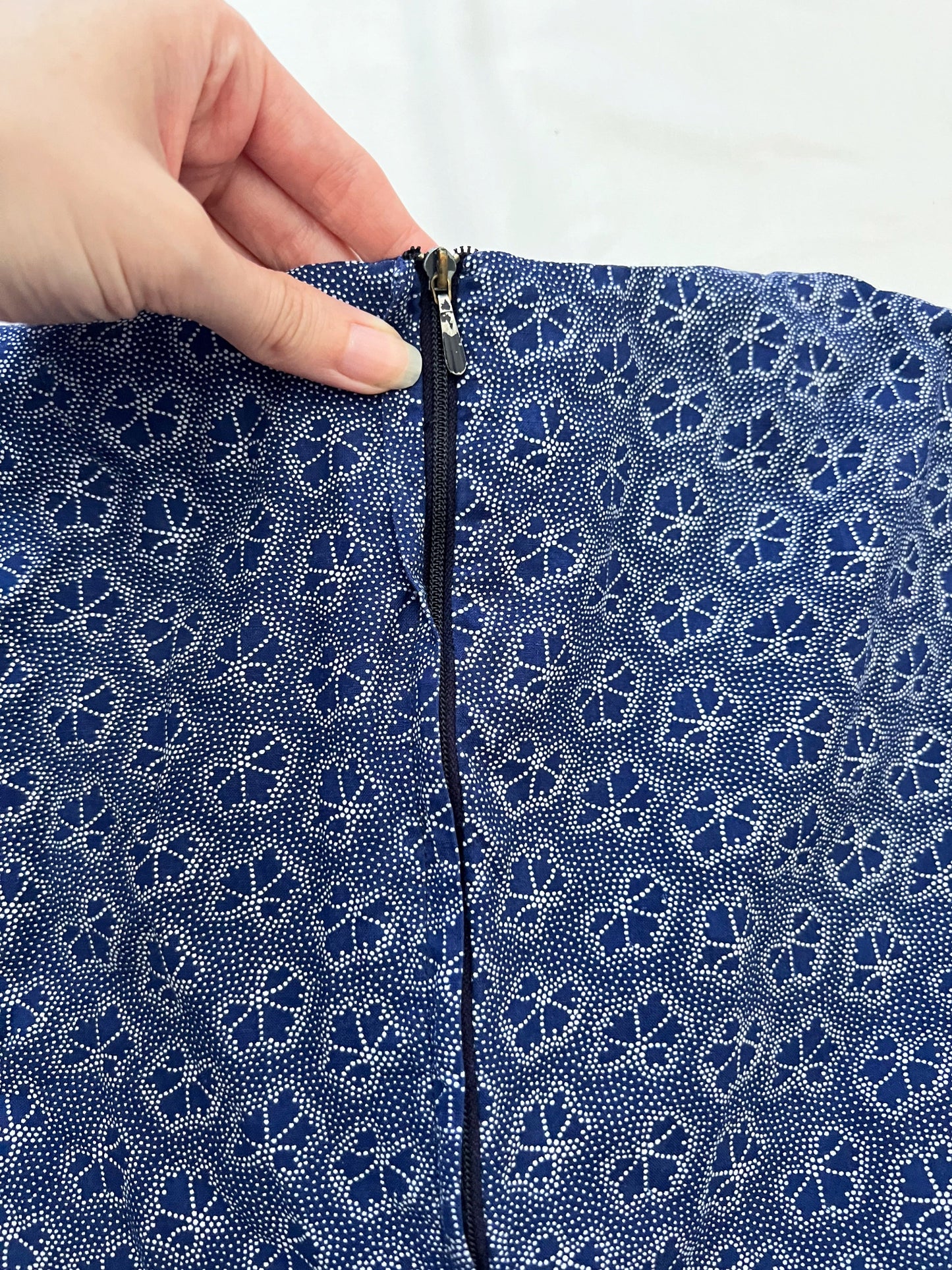 70s blue and white dress, Size XS