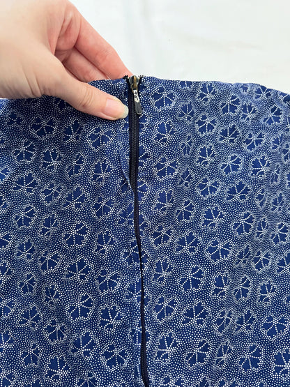 70s blue and white dress, Size XS