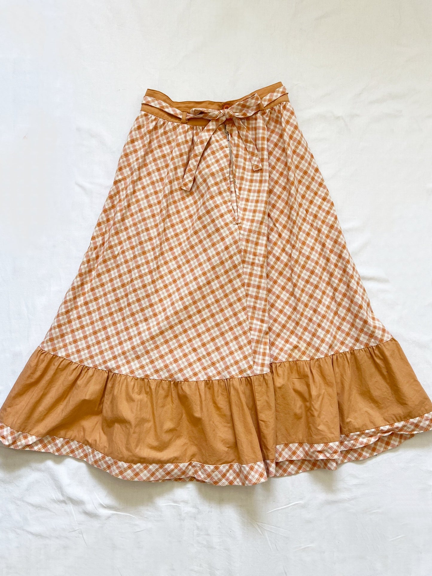 Orange gingham skirt, Size XXS-XS