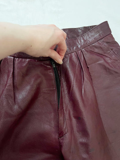 Burgandy leather pants, Size S