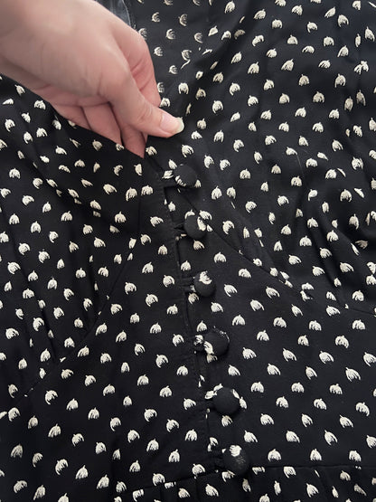 70s black and white dress, Size XS-S